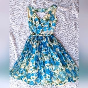Vintage Floral Chiffon Party Dress